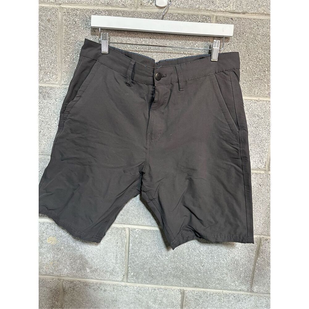 Burnside Men's Gray Athletic Chino 9 Inch Shorts With Zip Rear Pocket Size 34